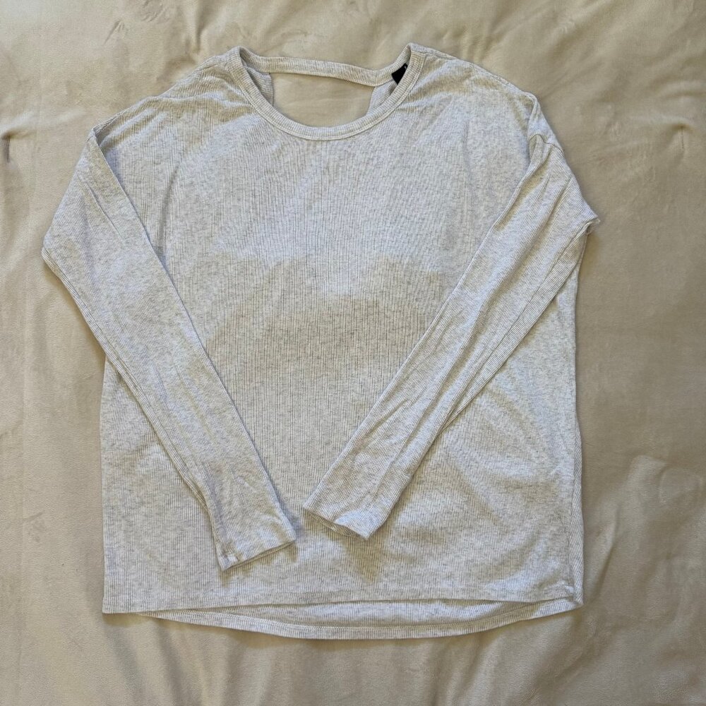 BOBI LOS ANGELES Open Back Ribbed Long Sleeve Top Off White Women’s Small